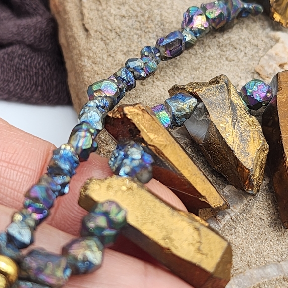 FP Designer Jewelry Emilie Shapiro Frozen Fire Path Gold Pyrite Raw Rock Nuggets - Picture 9 of 14
